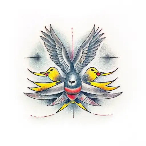 grey and yellow swallow tattoo design idea