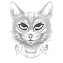 japanese cat with kimono and kitsune mask tattoo design idea