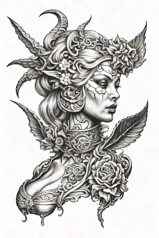 hel nordic godess of death tattoo design idea