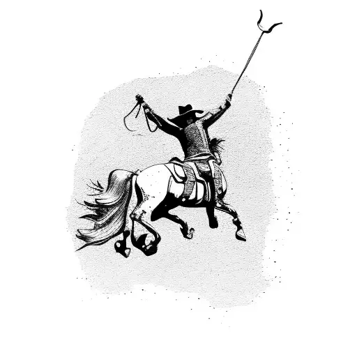 A silhouette of a western cowboy riding a galloping horse tattoo design idea