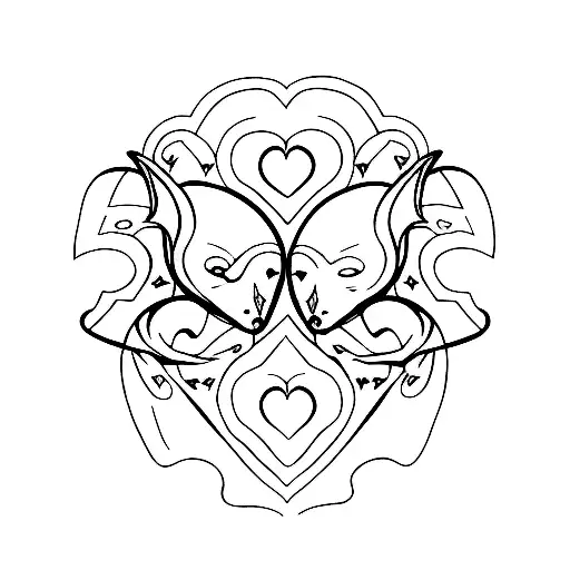 A minimalist tattoo of a pair of bat wings forming a heart shape tattoo design idea