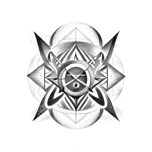 A geometric design combining the symbols of Aries, Cancer, and Scorpio in a horoscope-themed tattoo tattoo design idea