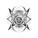 A geometric design combining the symbols of Aries, Cancer, and Scorpio in a horoscope-themed tattoo tattoo design idea