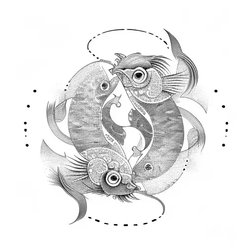 yin and yang pisces tattoo design idea