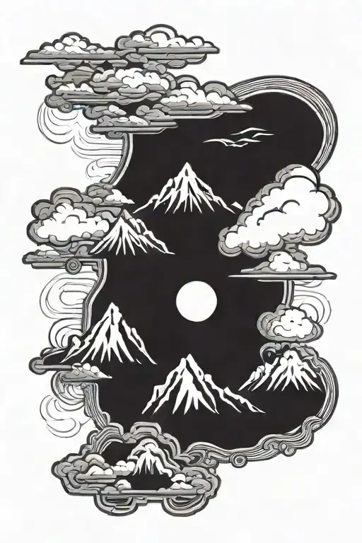 Utah mountains with cloud background tattoo design idea