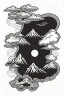 Utah mountains with cloud background tattoo design idea