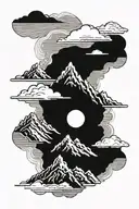 Utah mountains with cloud background tattoo design idea