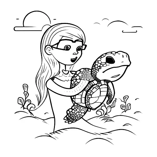 2 turtles walking on beach mom and daughter tattoo design idea