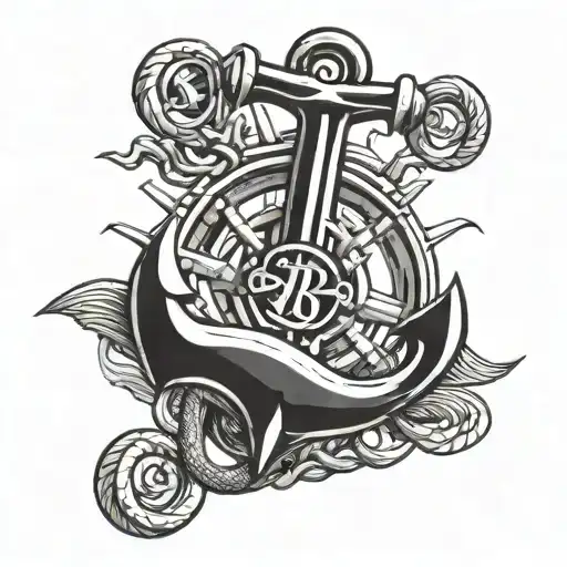 An anchor entwined with a Harley Davidson logo, blending the client's love for boating and Harleys tattoo design idea