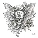 cancer and virgo synbol with Arianna tattoo design idea