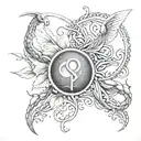 cancer and virgo synbol with Arianna tattoo design idea