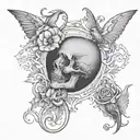 cancer and virgo synbol with Arianna tattoo design idea