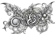 virgo ans cancer zodiac sign intertwined tattoo design idea