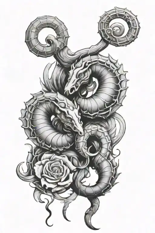 Aries and scorpio  tattoo design idea