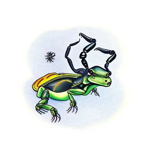 scorpion and frog personalities tattoo design idea