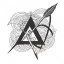 A bold blackwork tattoo featuring an arrow piercing through an infinity sign, symbolizing the athlete's determination to push beyond limits tattoo design idea