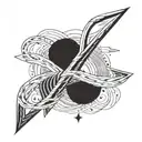 A bold blackwork tattoo featuring an arrow piercing through an infinity sign, symbolizing the athlete's determination to push beyond limits tattoo design idea