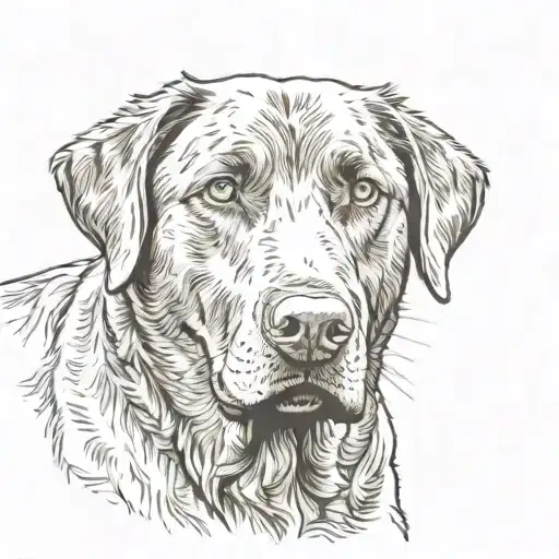 high contrast, angry chesapeake bay retriever headshot tattoo design idea