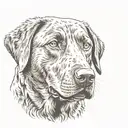 high contrast, angry chesapeake bay retriever headshot tattoo design idea