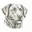 high contrast, angry chesapeake bay retriever headshot tattoo design idea