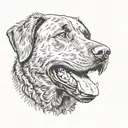 high contrast, angry chesapeake bay retriever headshot tattoo design idea