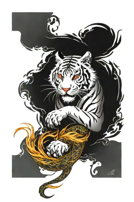 white tiger, dragon, phoenix, Celtic tattoo design idea