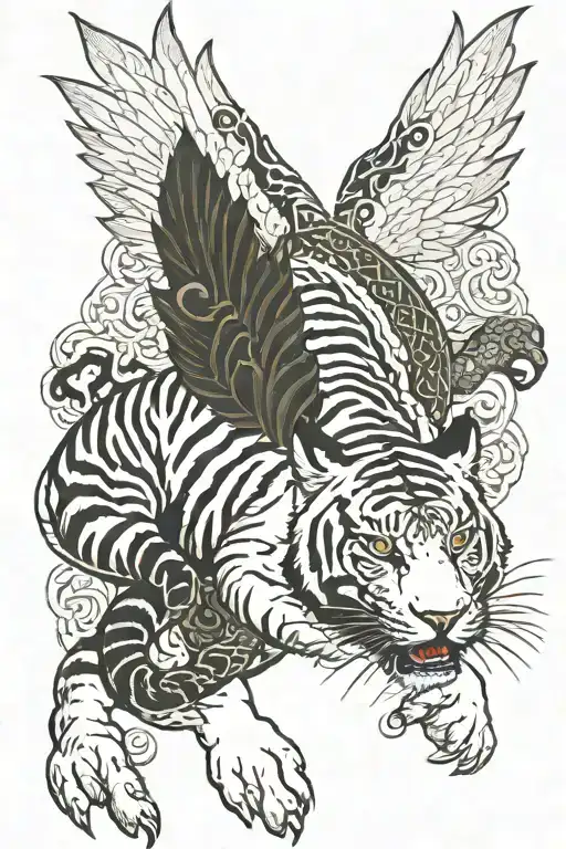 white tiger,dragon,phoenix,celtic tattoo design idea