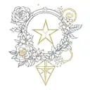 Bouquet of the flowers of aries, cancer, gemini, Leo and sagittarius star signs tattoo design idea