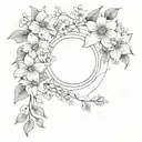 Bouquet of the flowers of aries, cancer, gemini, Leo and sagittarius star signs tattoo design idea