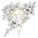 Bouquet of the flowers of aries, cancer, gemini, Leo and sagittarius star signs tattoo design idea
