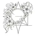 Bouquet of the flowers of aries, cancer, gemini, Leo and sagittarius star signs tattoo design idea