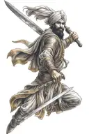 sikh warriors virtical sword tattoo design idea