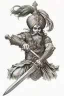 sikh warriors virtical sword tattoo design idea