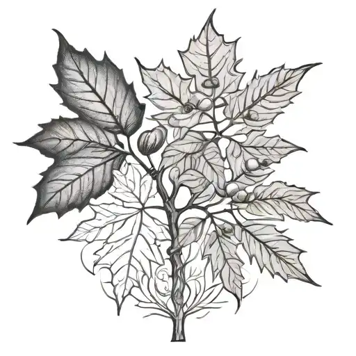 maple leaf and  olive tree  tattoo design idea