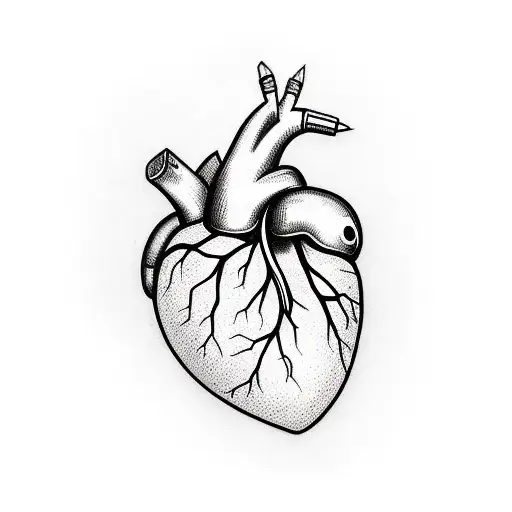 cracked bleeding realistic heart  tattoo design idea