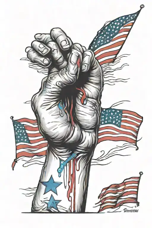 arm bleeding american patriotism half sleeve tattoo design idea