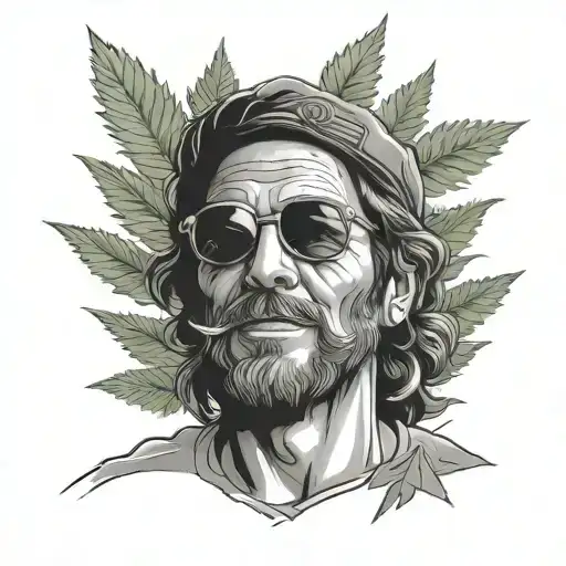 A realistic portrait of a famous cannabis activist or icon tattoo design idea