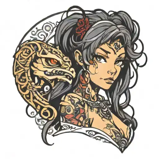 chica anime sexy pelo negro desnuda tattoo design idea