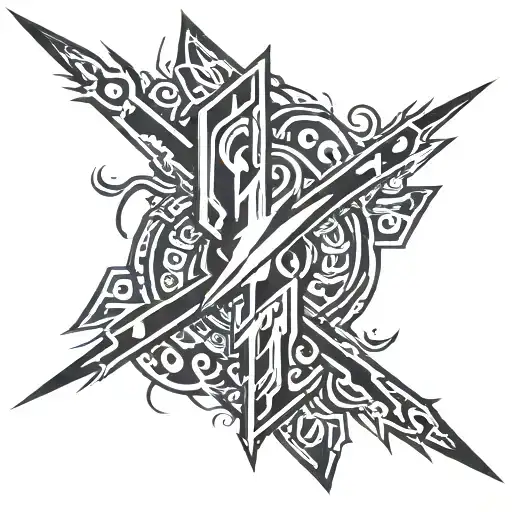 tribal stripe tattoo with lighting bolt tattoo design idea