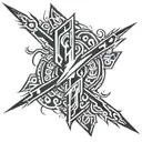 tribal stripe tattoo with lighting bolt tattoo design idea