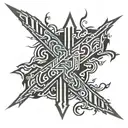 tribal stripe tattoo with lighting bolt tattoo design idea
