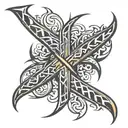 tribal stripe tattoo with lighting bolt tattoo design idea