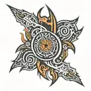 tribal stripe tattoo with lighting bolt tattoo design idea