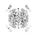 A sleek knife design intertwined with binary code, representing the client's passion for both cutting-edge technology and outdoor adventures tattoo design idea