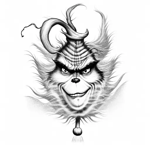 The Grinch stealing presents from under a Christmas tree tattoo design idea