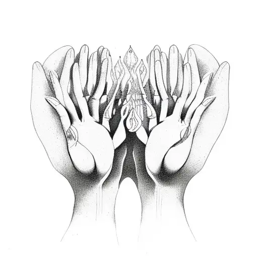 hindu hand holding 3 psychadelic mushrooms tattoo design idea