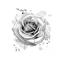 rose stem with airplane and music notes tattoo design idea