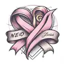 A neotraditional tattoo of a pink ribbon forming the shape of a heart, with a logistic map in the background, representing love and support for breast cancer patients in the logistics field tattoo design idea