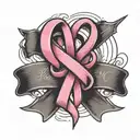 A neotraditional tattoo of a pink ribbon forming the shape of a heart, with a logistic map in the background, representing love and support for breast cancer patients in the logistics field tattoo design idea