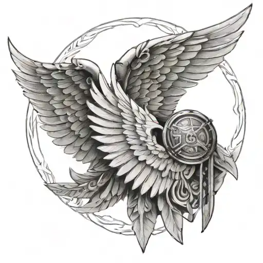 Valkyrie wings with helm of awe tattoo design idea